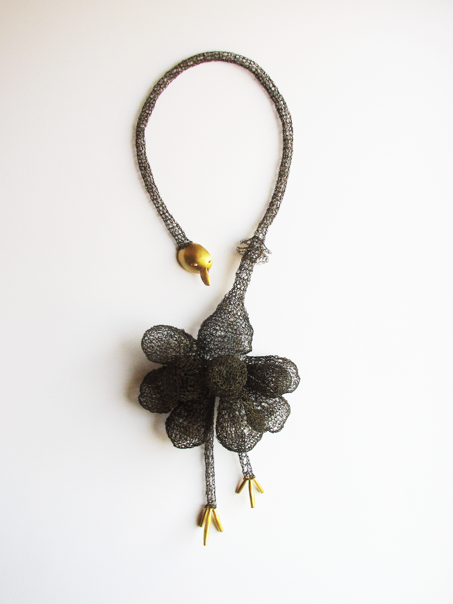 Rudee Tancharoen - neck and chest piece - steel wire, 18k gold